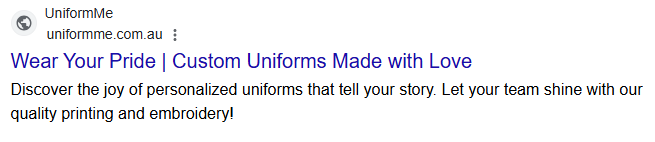 UniformMe search ad, Wear Your Pride