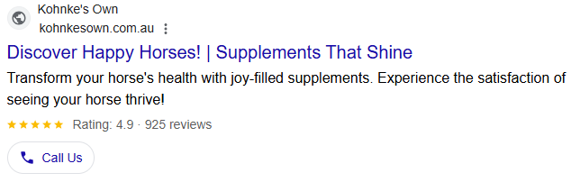 Kohnkes Own search ad, Discover Happy Horses